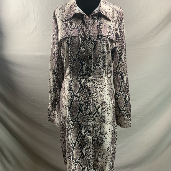 Snakeskin Print Button Front Shirt Dress - Picture 5 of 6